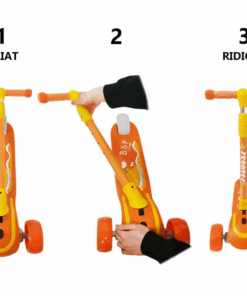 Trotineta pliabila cu 3 roti lumini si muzica 3 ani Portocaliu 05.png