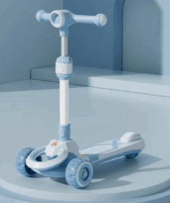 Trotineta pliabila cu 3 roti sunete si lumini 3 ani Albastru 02.png