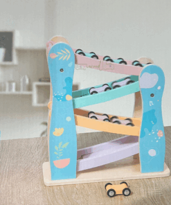 Circuit din lemn cu 4 piste si 4 masinute Pastel 01.png