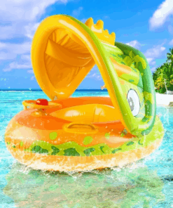 Colac multifunctional cu parasolar si volan tip barcuta Dino 01.png