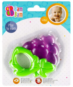Jucarie bebe senzoriala si pentru dentitie cu gel refrigeranta Strugure Bam Bam.jpg
