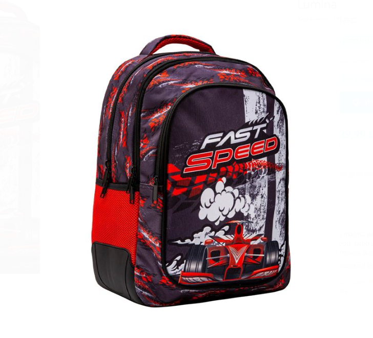 Ghiozdan baieti cu 2 compartimente Fast Speed 02.png