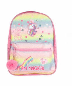 Ghiozdan cu 2 compartimente Roz Holografic 01.png