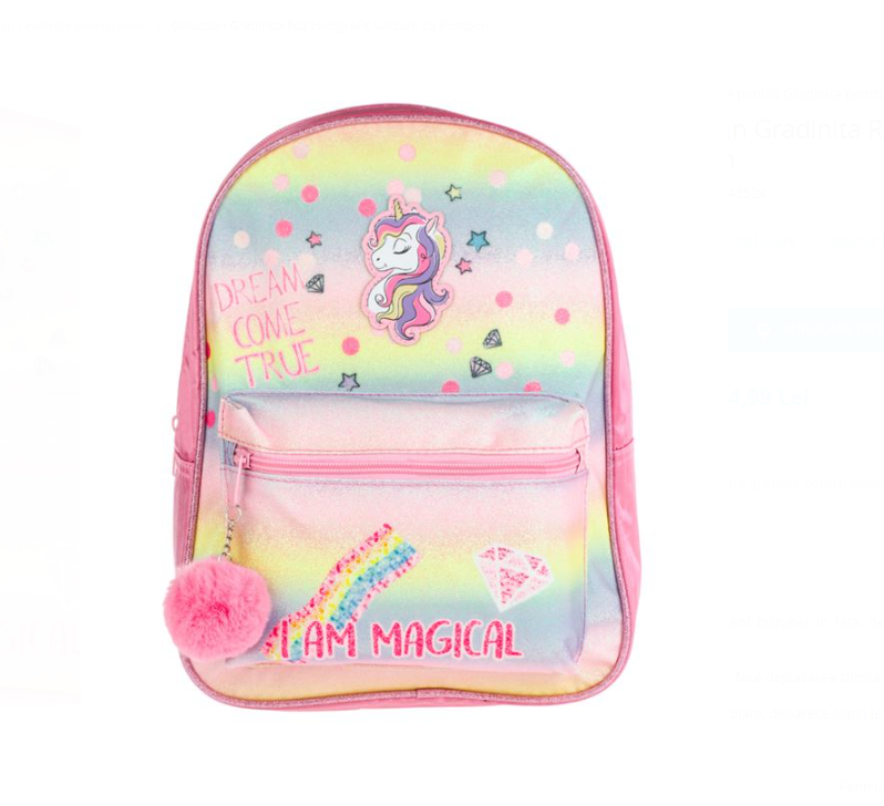 Ghiozdan cu 2 compartimente Roz Holografic 01.png