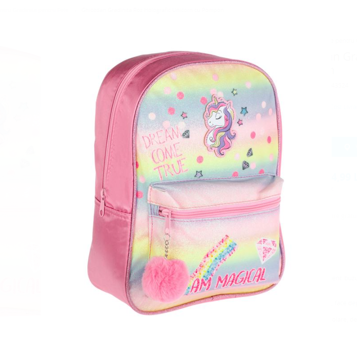 Ghiozdan cu 2 compartimente Roz Holografic 02.png