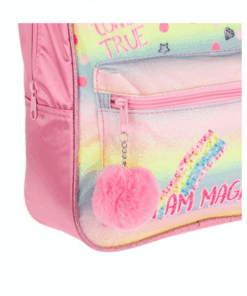 Ghiozdan cu 2 compartimente Roz Holografic 03.png