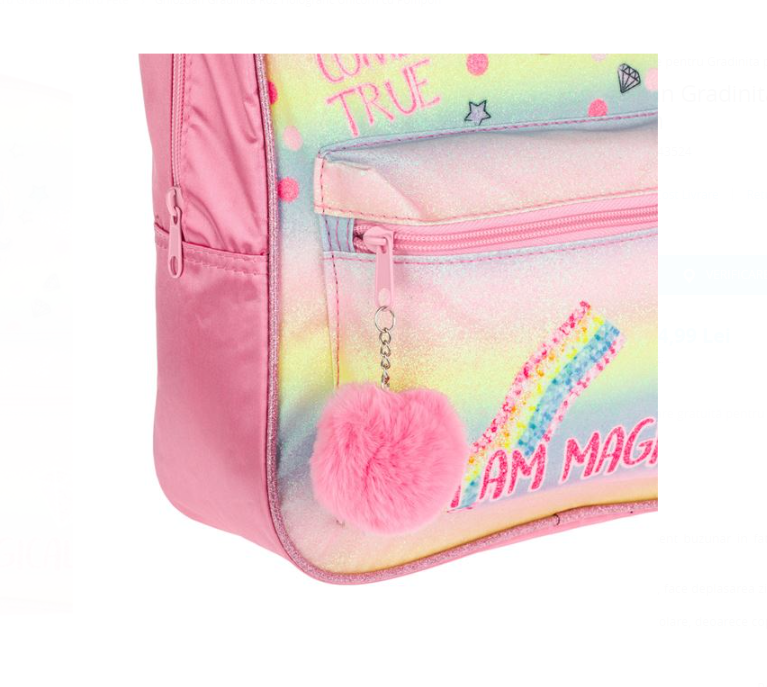 Ghiozdan cu 2 compartimente Roz Holografic 03.png