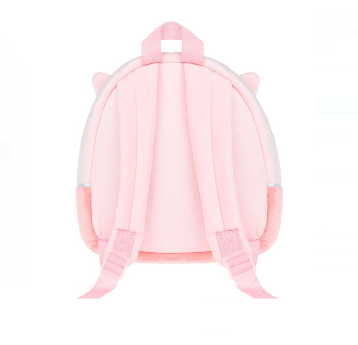 Ghiozdan de gradinita cu 1 compartiment roz Pisicuta 03.png