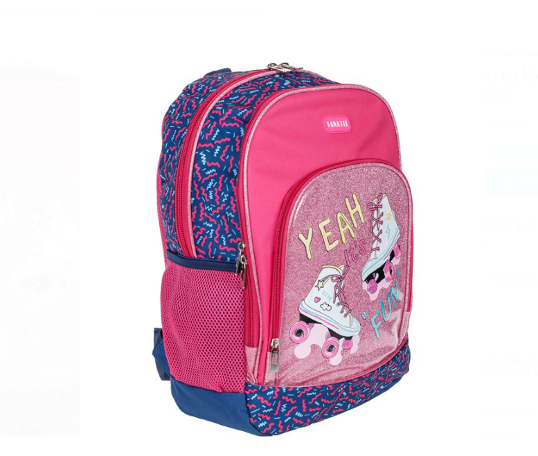 Ghiozdan fete cu 1 compartiment Roz Fanatee 02.png