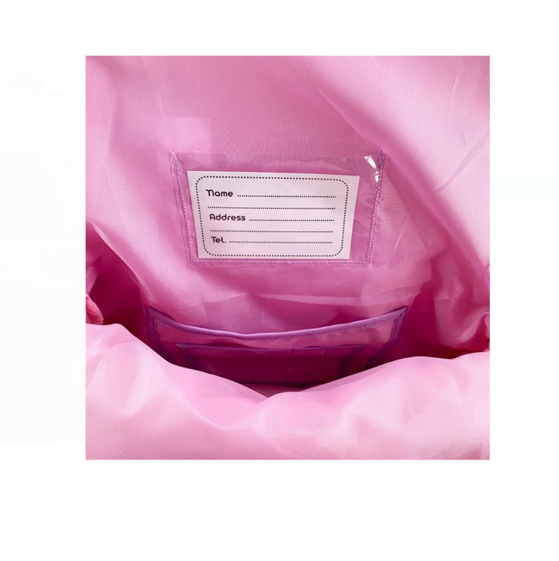 Ghiozdan scolar fete cu 2 compartimente Roz 06.png