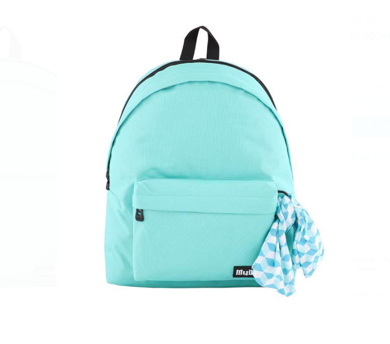 Ghiozdan scolar fete cu 2 compartimente Turcoaz 01.png