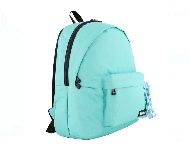 Ghiozdan scolar fete cu 2 compartimente Turcoaz 02.png