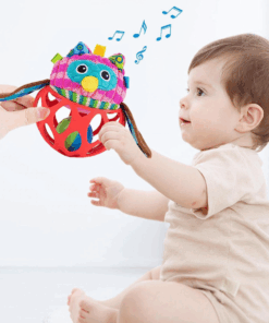 Jucarie de dentitie si zornaitoare pentru bebelusiBufnita 0 luni 01.png
