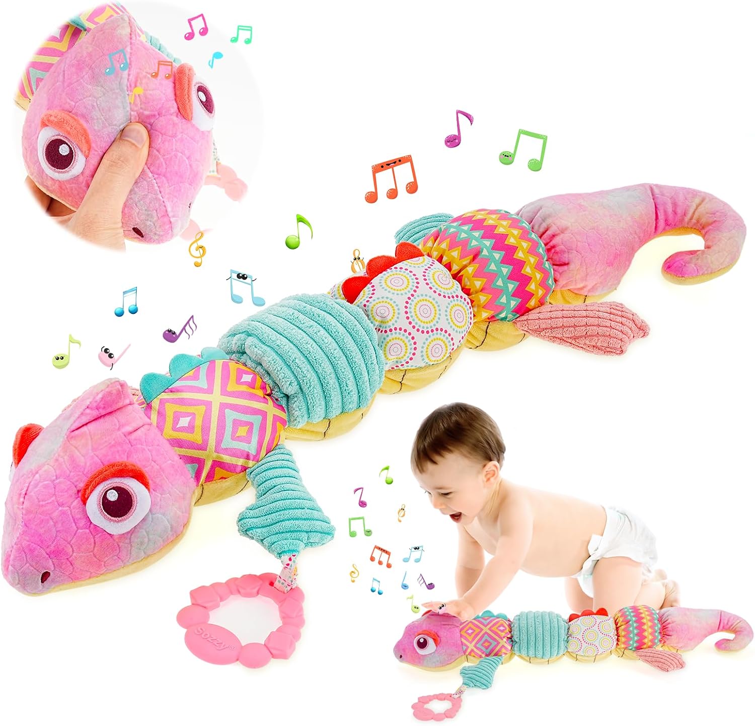 Jucarie multifunctionala de plus pentru bebelusiCameleon roz 0 luni 03.jpg