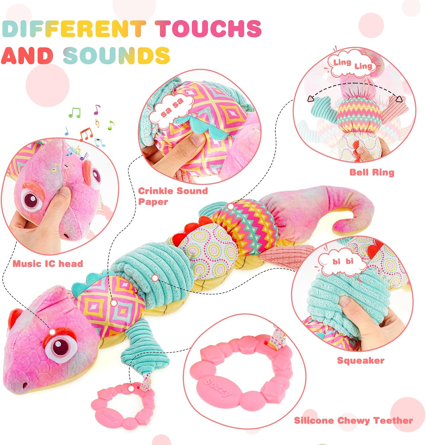 Jucarie multifunctionala de plus pentru bebelusiCameleon roz 0 luni 05.jpg