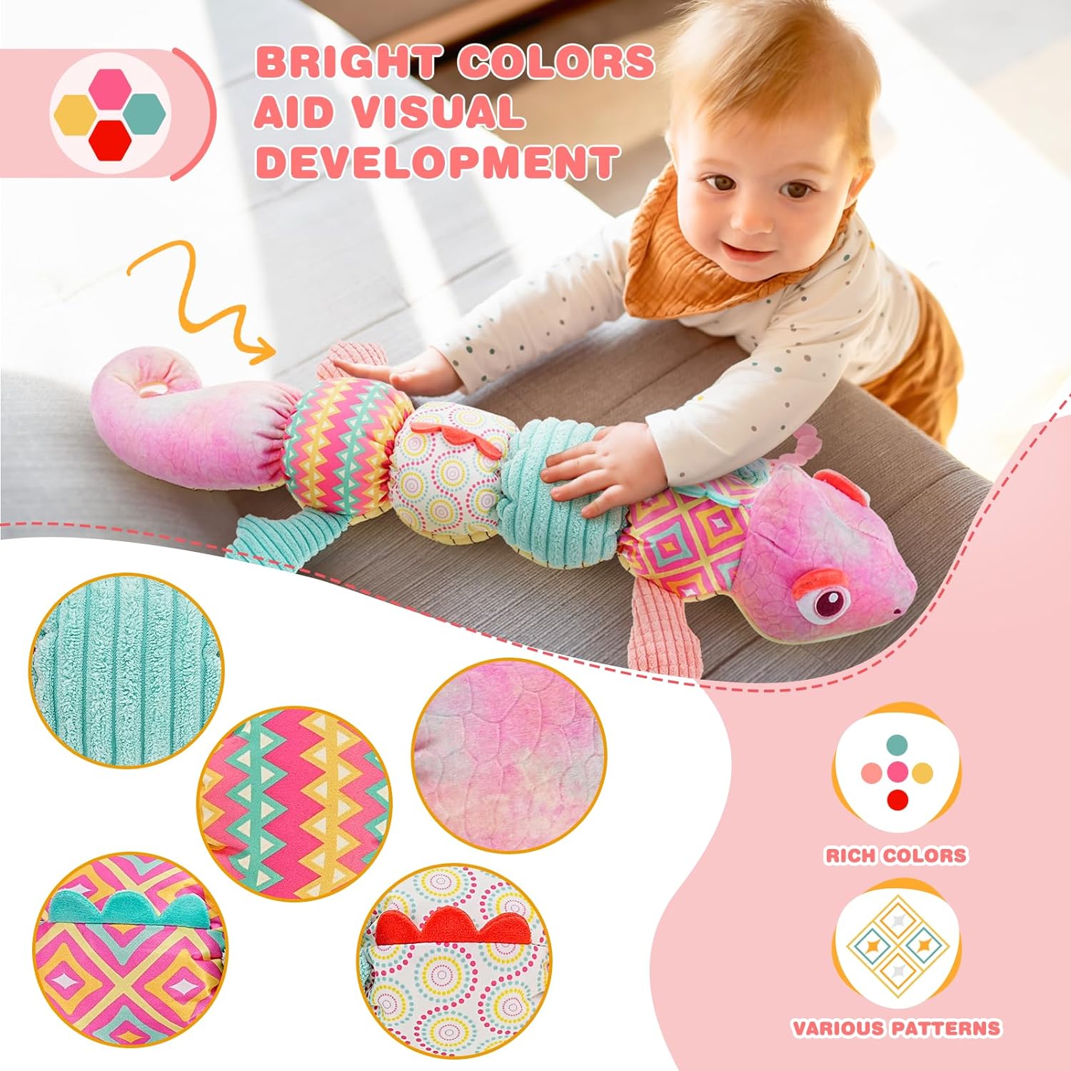 Jucarie multifunctionala de plus pentru bebelusiCameleon roz 0 luni 07.jpg