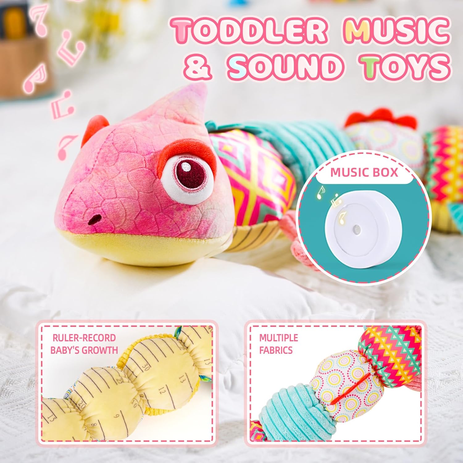 Jucarie multifunctionala de plus pentru bebelusiCameleon roz 0 luni 10.jpg