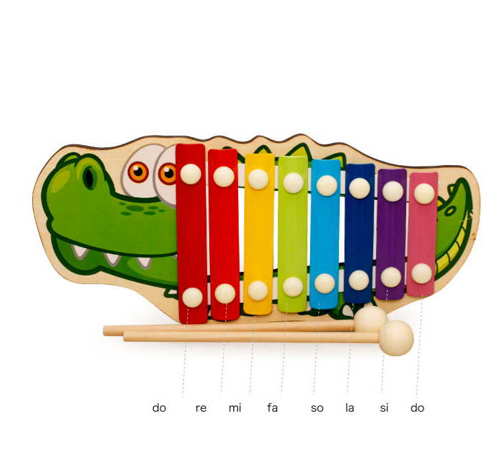 Jucarie muzicala Xilofon din lemn 8 note muzicale 03.png