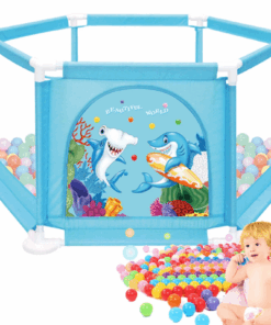 Tarc de joaca pentru copii cu 60 bile incluse 135 x 62 cm Albastru 01.png