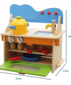 Bucatarie din lemn cu 8 ustensile, pentru copii, 3 ani