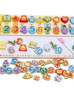 Joc educativ 3 in 1 Tablita de scris magnetica cifre forme 3 ani 01.png