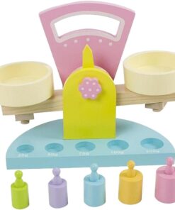 Joc educativ Montessori Balanta cu greutati din lemn 3 ANI 01.jpg