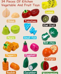 Ladita cu 14 fructe si legume de feliat din lemn cu magnet 3 ani 02.jpg