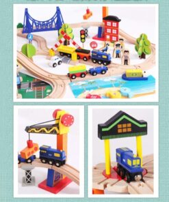 Orasel cu circuit auto si feroviar din lemn cu 108 de piese 3 ANI 04.jpg