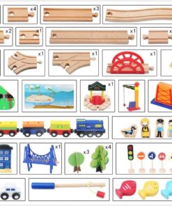 Orasel cu circuit auto si feroviar din lemn cu 108 de piese 3 ANI 07.jpg