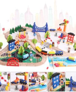 Orasel cu circuit auto si feroviar din lemn cu 108 de piese 3 ANI 08.jpg