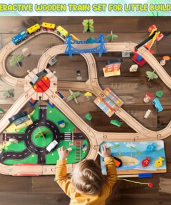 Orasel cu circuit auto si feroviar din lemn cu 108 de piese 3 ANI 13.jpg