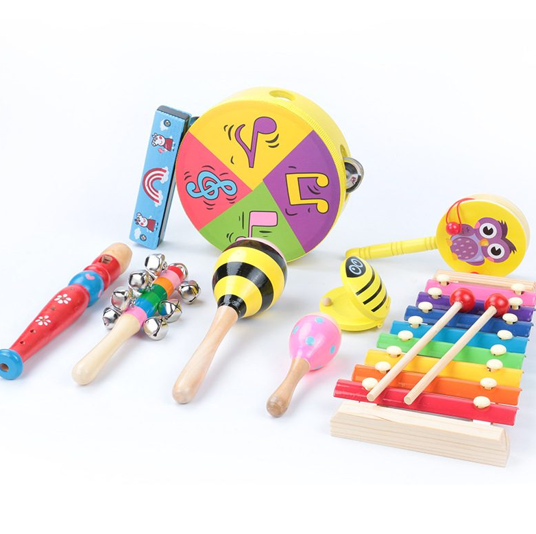 Set 9 instrumente muzicale din lemn pentru copii 3 ani 001.png