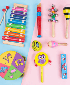 Set 9 instrumente muzicale din lemn pentru copii 3 ani 002.png