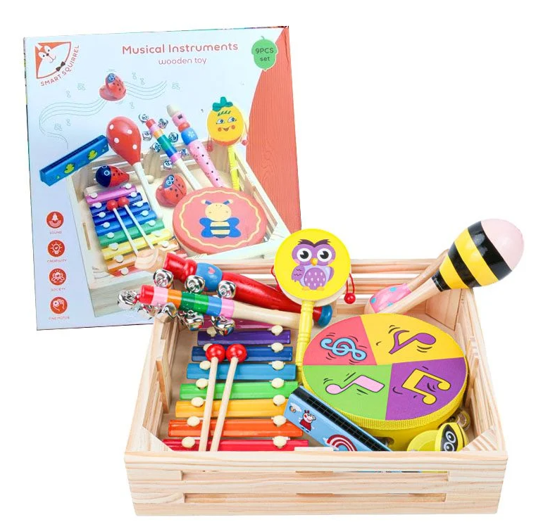 Set 9 instrumente muzicale din lemn pentru copii 3 ani 003.png