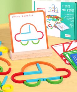 Puzzle educativ Tangram din lemn cu 142 piese Forme 3 ani 07