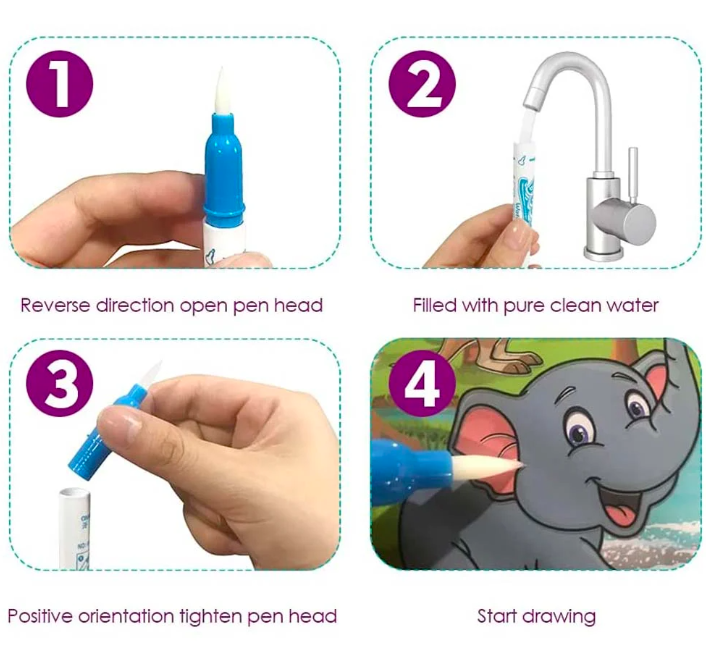 Carte de colorat cu apa Animale din jungla 02.png