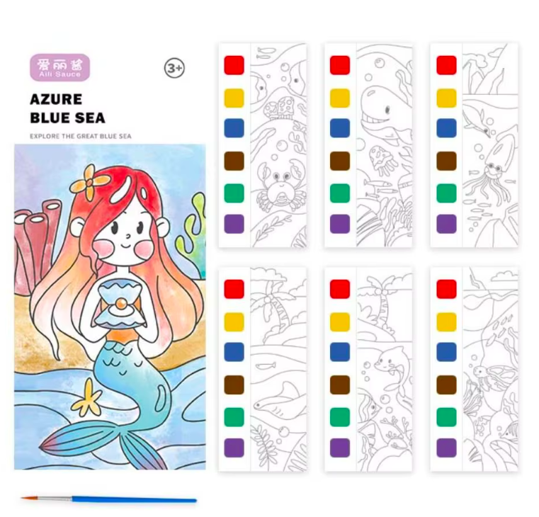 Carte de colorat cu apa portabila Animale marine 3 ani 01.png