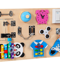 Placa senzoriala cu 11 activitati Montessori Busy Board 01.png