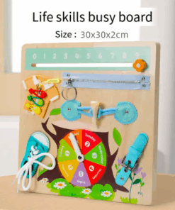 Placa senzoriala cu 7 activitati Montessori Busy Board 01.png