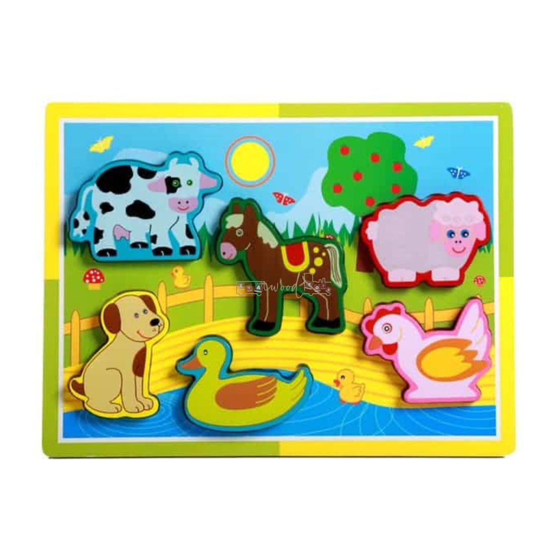 Puzzle Incastru cu piese groase si imagine de asociere Animale de la ferma 001.png