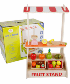 Stand din lemn cu fructe de feliat si cantar 52 cm 3 ani 01.png