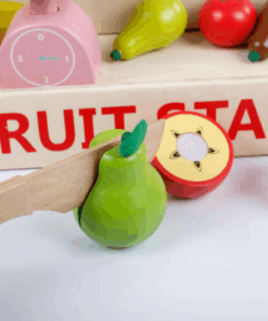 Stand din lemn cu fructe de feliat si cantar 52 cm 3 ani 04.png