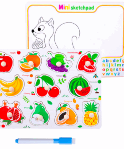 Tablita de scris si desenat si puzzle incastru cu Fructe 01.png