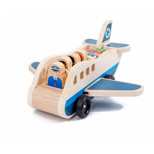 Avion din lemn cu pasageri si bagaje - imagine 3