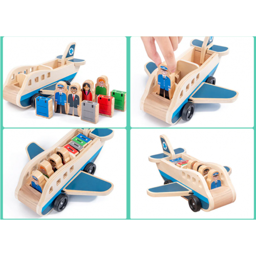 Avion din lemn cu pasageri si bagaje