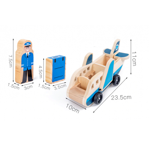 Avion din lemn cu pasageri si bagaje - imagine 2