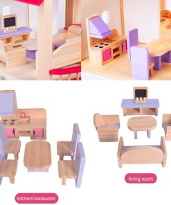 Casa de papusi din lemn 52 cm utilata si mobilata 05.jpg