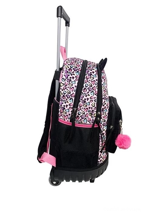 Ghiozdan scolar fete cu 3 compartimente, tip troller - Pisicuta, 34x32 cm - imagine 4