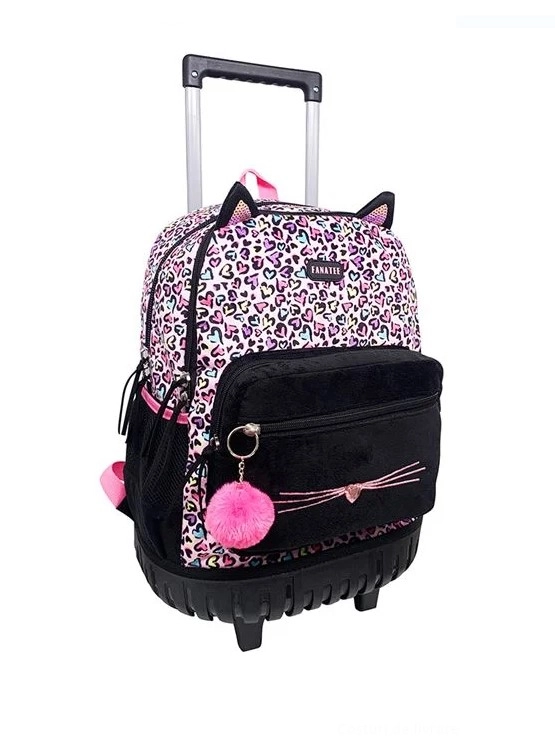 Ghiozdan scolar fete cu 3 compartimente, tip troller - Pisicuta, 34x32 cm - imagine 5