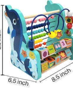 Girafa din lemn cu jucarie motrica si abac Delfin 02.jpg